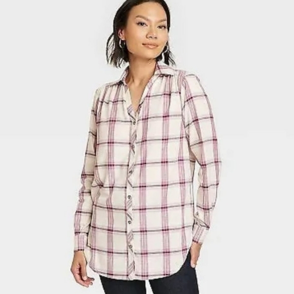 NWT Knox Rose Long-Sleeve Button-Down Tunic Shirt - Picture 2 of 11